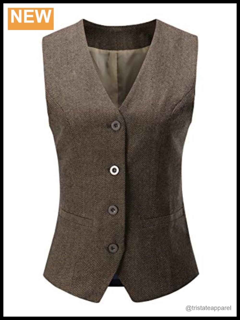 Foucome Suit Vest Polyester Regular Fit Button V-Neck Sleeveless Formal